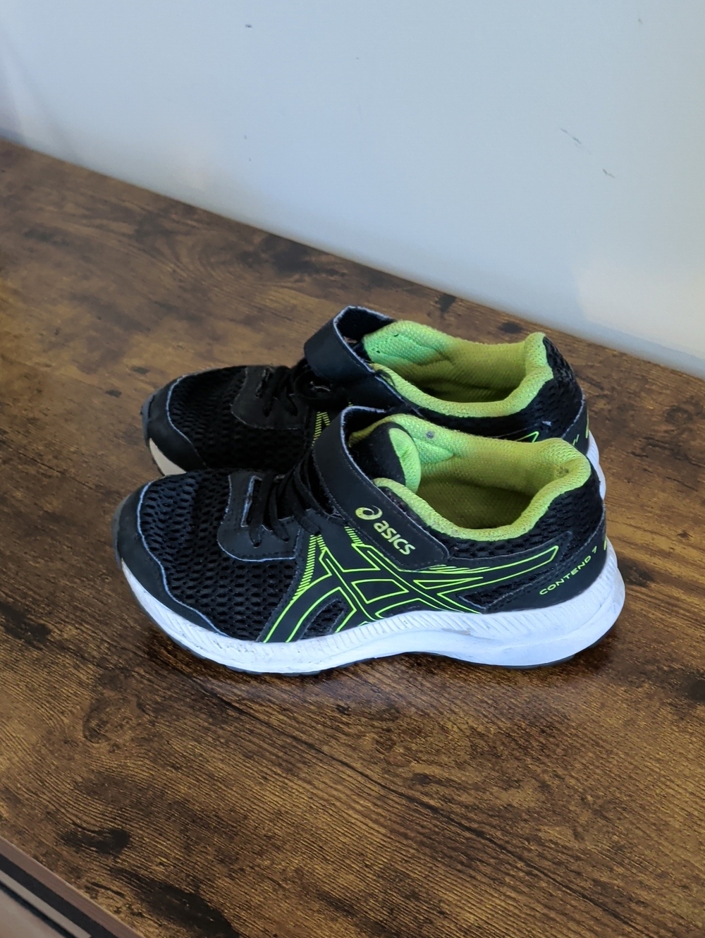 Asics Black and Neon Green Kids' Athletic Sneakers